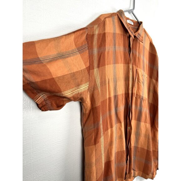 Geoffrey Beene Plaid Button Up Short Sleeve Casual Shirt Size XXL Read Notes - Picture 3 of 16